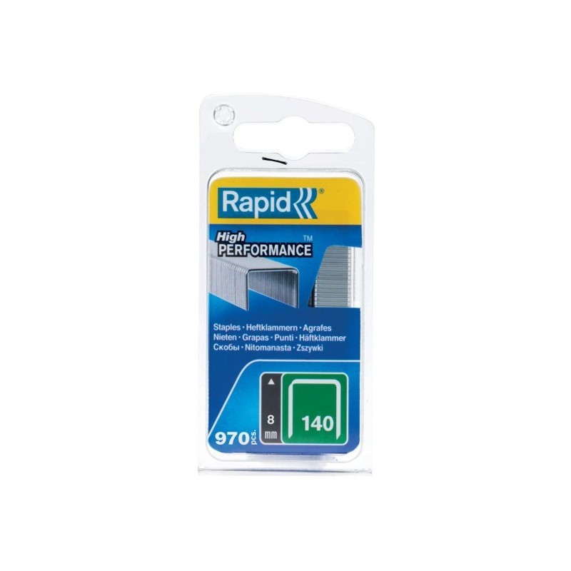 Agrafes fil plat n°140 agrafes n°140 - 8 mm fil galvanisé 1 blister(s) de 970 pièce(s) 8 mm galvanisé 10.6 mm 1.3 mm - rapid
