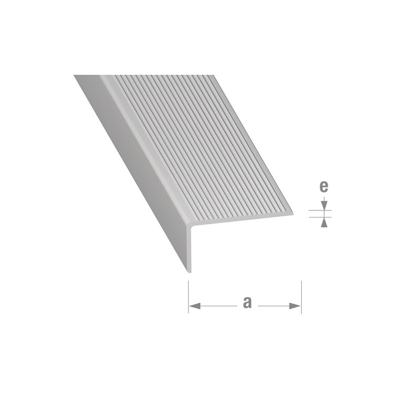 Nez de marche alu brut 45 mm 1 barre(s) de 2 mètre(s) linéaire 2.00 m nez de marche 45 x 23 x 2 mm - aluminium brut intérieur et extérieur aluminium 2