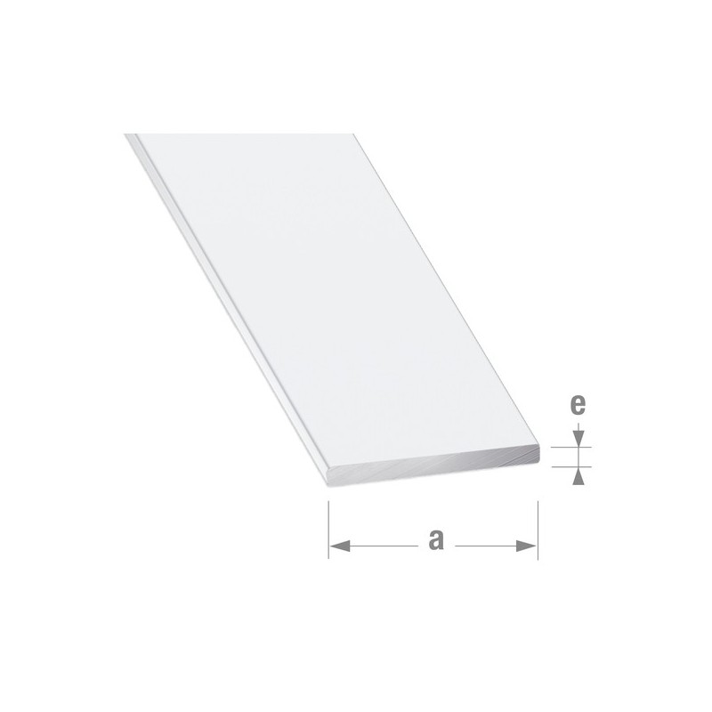 Plats alu brut profilé plat 30 x 2 mm - aluminium laqué blanc 1 pièce(s) de 1 mètre(s) linéaire - cqfd