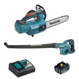 Tronçonneuse DUC254RT + Aspirateur souffleur DUB186Z 18V 5Ah