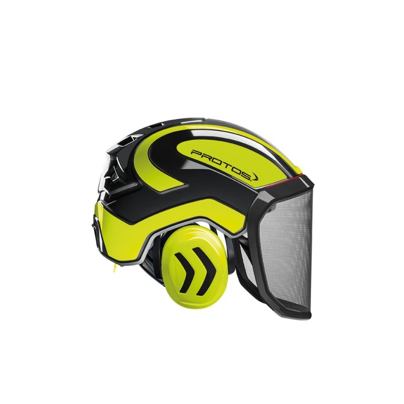 Casque intégral forest oui crémaillère abs grillage 1 pièce(s) casque intégral forest noir/jaune fluo visière f39 noir/jaune fluo jaune, noir - protos