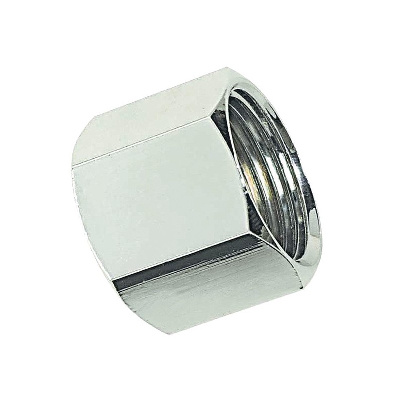 Manchons femelles/femelles égaux - laiton/chromé manchon laiton à visser ff15/21 avec butée - chromé 1 pièce(s) laiton femelle / femelle 15/21 (1/2")