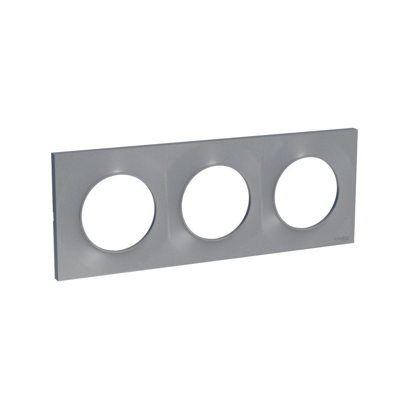 Plaque pour appareillage à encastrer odace plaque 3 postes odace aluminium 1 pièce(s) - schneider