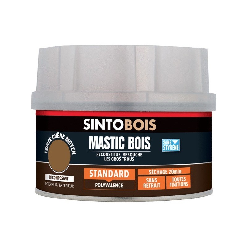 Mastic bois standard bi-composant mastic à bois chêne moyen 1 pot(s) de 198 millilitre(s) - sinto
