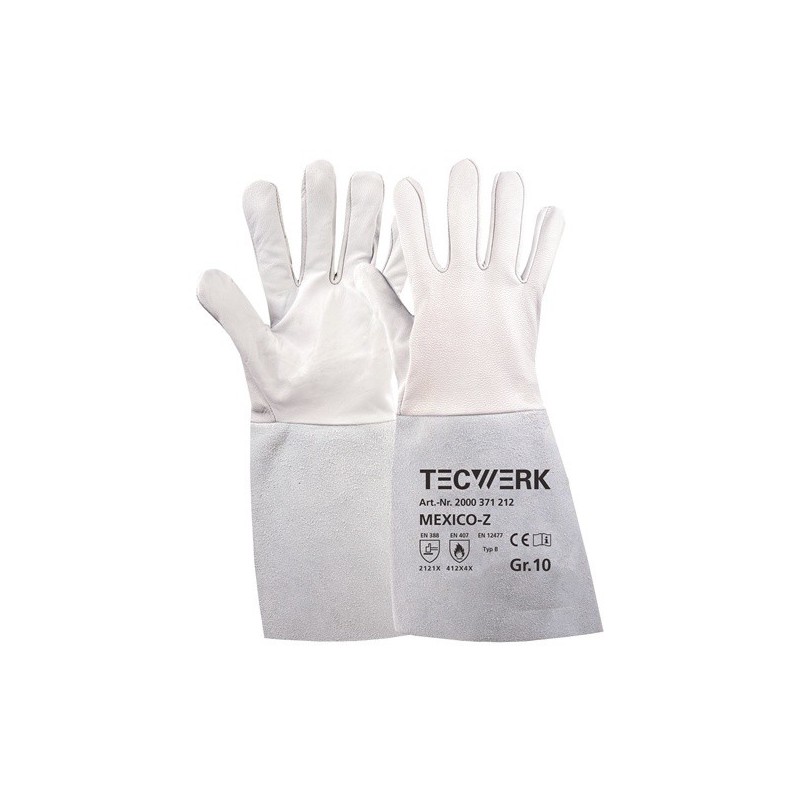 Lot lot gant de soudeur mexico z tecwerk 1 carton(s) de 10 paire(s) gant de soudeur mexico z taille 10 gris - tecwerk