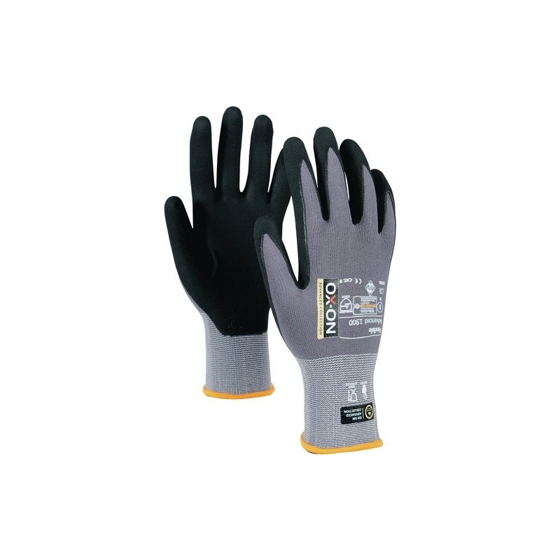 Lot lot gant flexible advanced 1900 ox-on 1 carton(s) de 12 paire(s) gant flexible advanced 1900 taille 10 noir/gris clair - ox-on