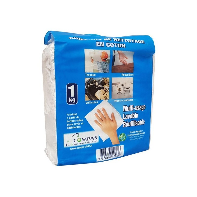 Chiffon de nettoyage multi-usage 1 sac(s) de 1 kilogramme(s) coton chiffon de nettoyage multi-usage - ets alain compas sas
