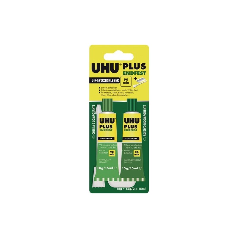 Lot colle époxy bi-composant plus endfest uhu 1 carton(s) de 6 pièce(s) colle époxy bi-composant plus endfest 33 g - uhu