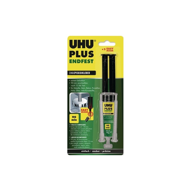 Lot colle époxy bi-composant plus endfest uhu 1 carton(s) de 6 pièce(s) colle époxy bi-composant plus endfest 15 g - uhu