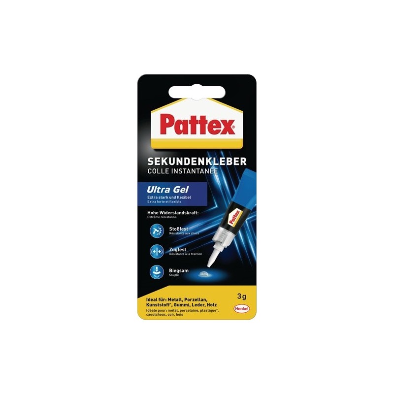Lot colle instantanée ultra gel pattex 1 carton(s) de 12 pièce(s) colle instantanée ultra gel 3 g - pattex