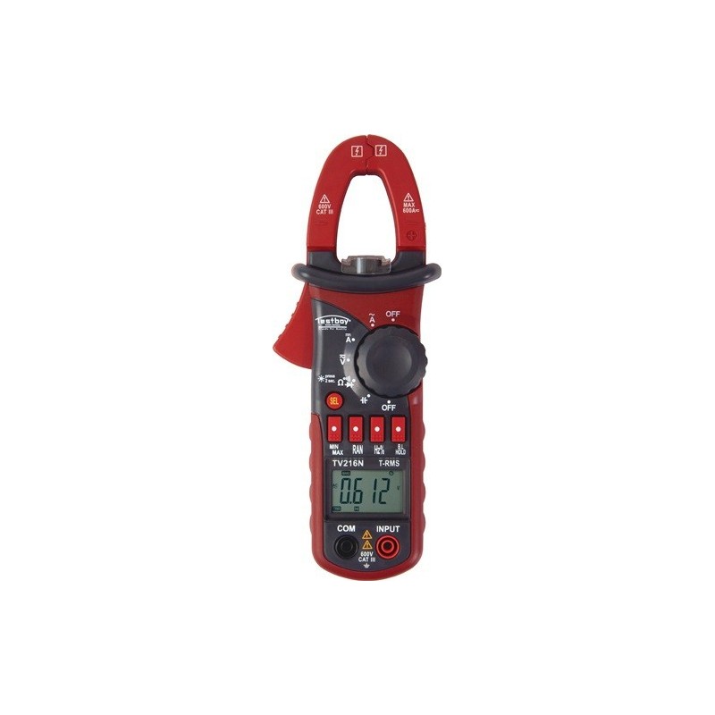 Pince ampèremétrique tv 216n 10 ma-600 a ac, 10 ma-600 a dc 1 pièce(s) pince ampèremétrique tv 216n 10 ma-600 a ac, 10 ma-600 a dc - testboy