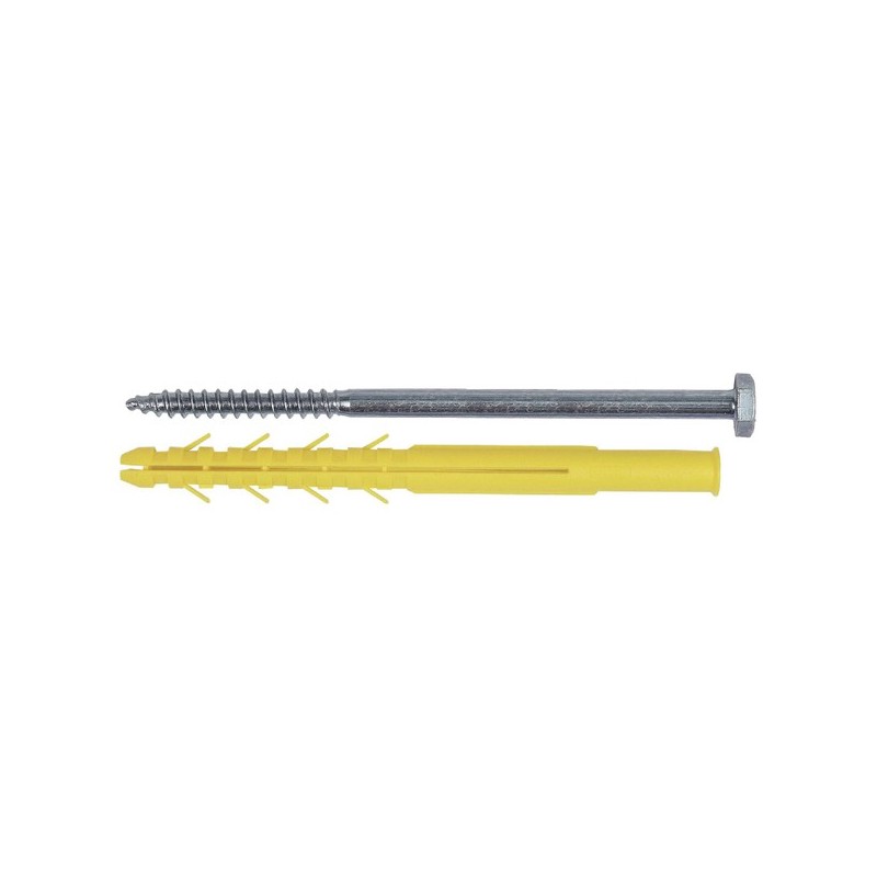 Cheville longue avec tire-fond tête hexagonale - cqlt 10 mm charges moyennes de 50 à 100 kg 280 mm fixation courante béton, béton cellulaire, maçonner