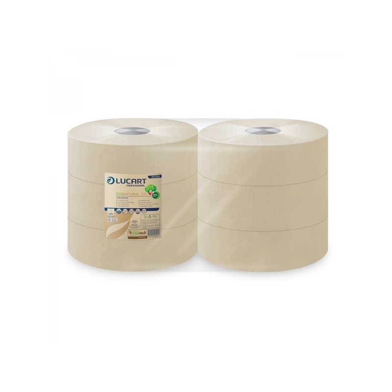 Papier toilette econatural maxi jumbo 1 lot(s) de 6 rouleau(x) havane rouleau pour distributeur 1458 2 gaufrée 6.3 cm papier toilette econatural maxi