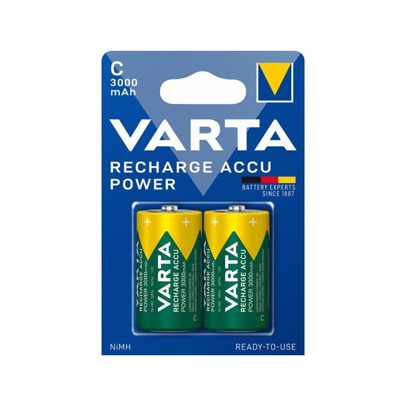 Piles rechargeable power accu piles rechargeables lr14 / c / 3000 mah power accu rechargeable (nickel métal hydrure) lr14 / c 1 blister(s) de 2 pièce(