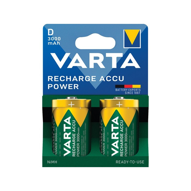 Piles rechargeable power accu piles rechargeables lr20 /  d / 3000 mah power accu rechargeable (nickel métal hydrure) lr20 / d 1 blister(s) de 2 pièce