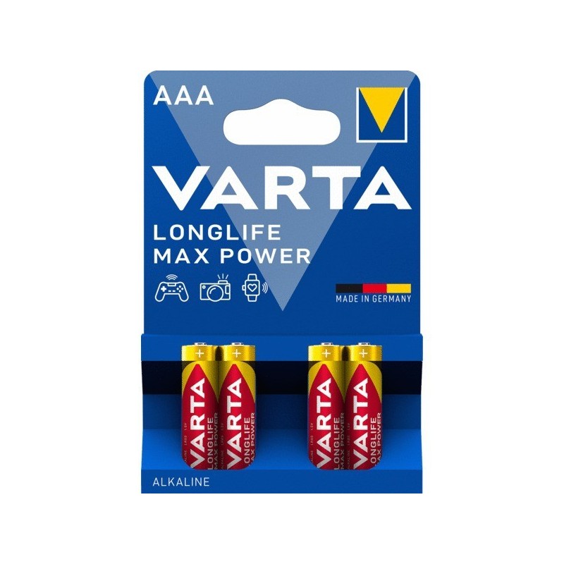Piles alcaline longlife max power lr06 / aa alcaline 1 blister(s) de 4 pièce(s) piles alcalines longlife max power lr06/aa - varta