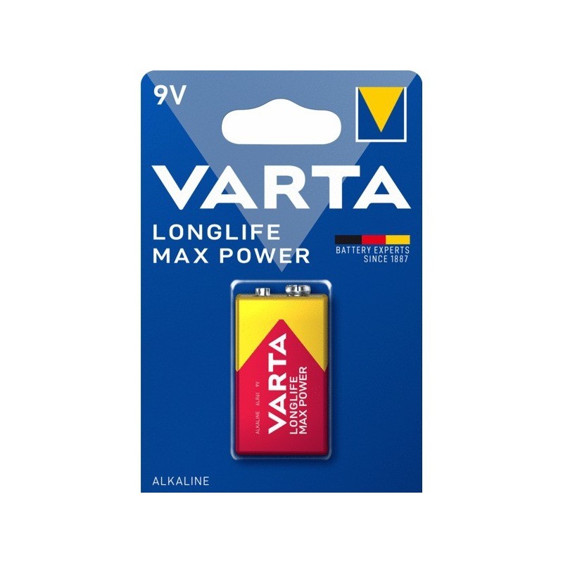 Piles alcaline longlife max power 9v alcaline 1 pièce(s) pile alcaline 9v longlife max power - varta