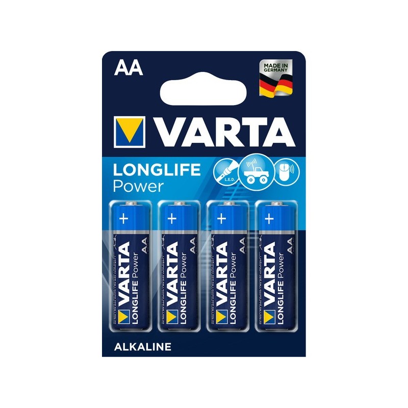 Piles alcaline longlife power piles alcalines longlife power lr06 / aa lr06 / aa alcaline 1 blister(s) de 4 pièce(s) - varta
