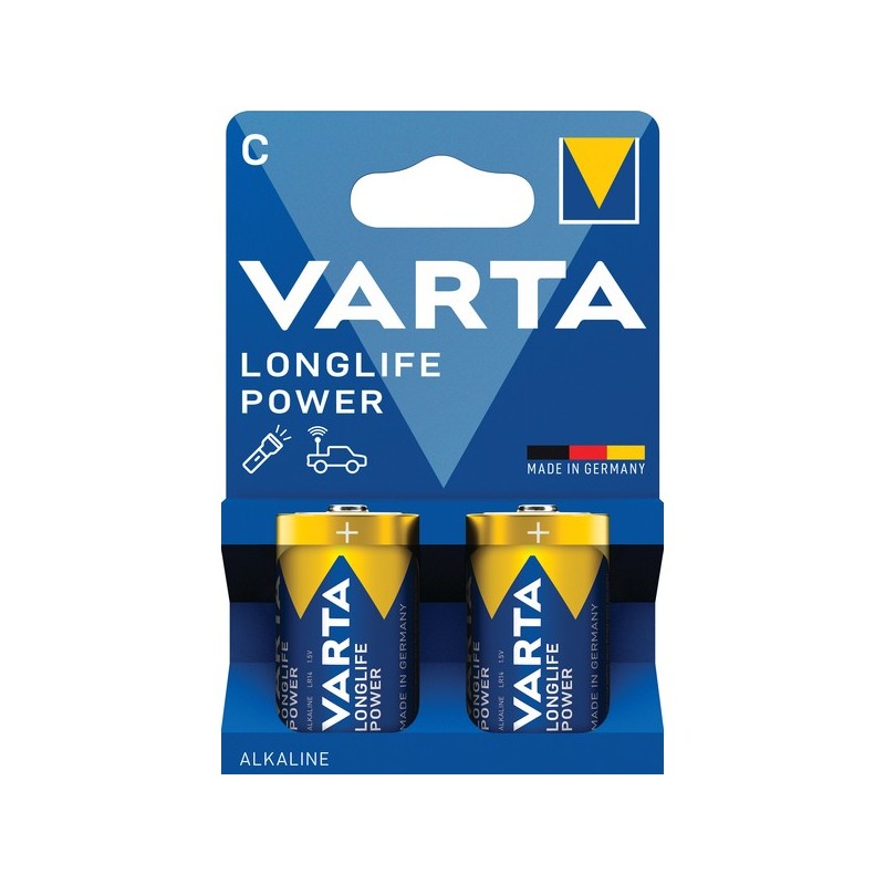Piles alcaline longlife power piles alcalines longlife power lr14 / c lr14 / c alcaline 1 blister(s) de 2 pièce(s) - varta