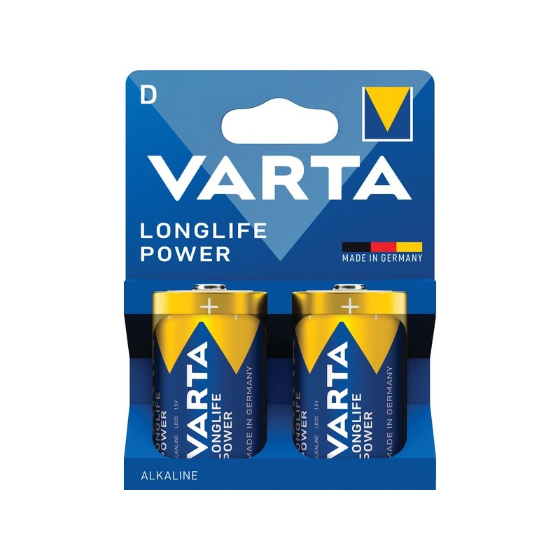 Piles alcaline longlife power piles alcalines longlife power lr20 / d lr20 / d alcaline 1 blister(s) de 2 pièce(s) - varta