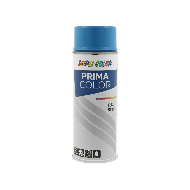Peinture prima aérosol prima ral 5015 bleu ciel supports neufs ou sains courante 2 heure(s) bleu 2 m²/l 2 400 ml solvantée intérieur/extérieur 1 aéros