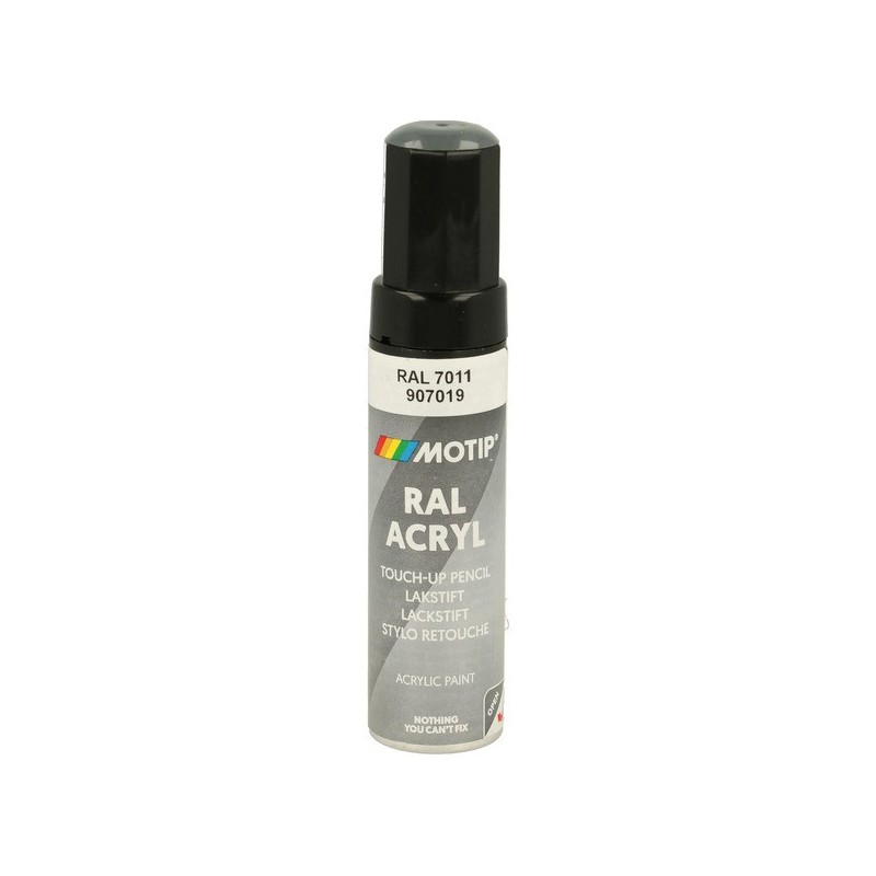 Pinceau retouche peinture Gris acier brillant acrylique RAL 7011 Motip
