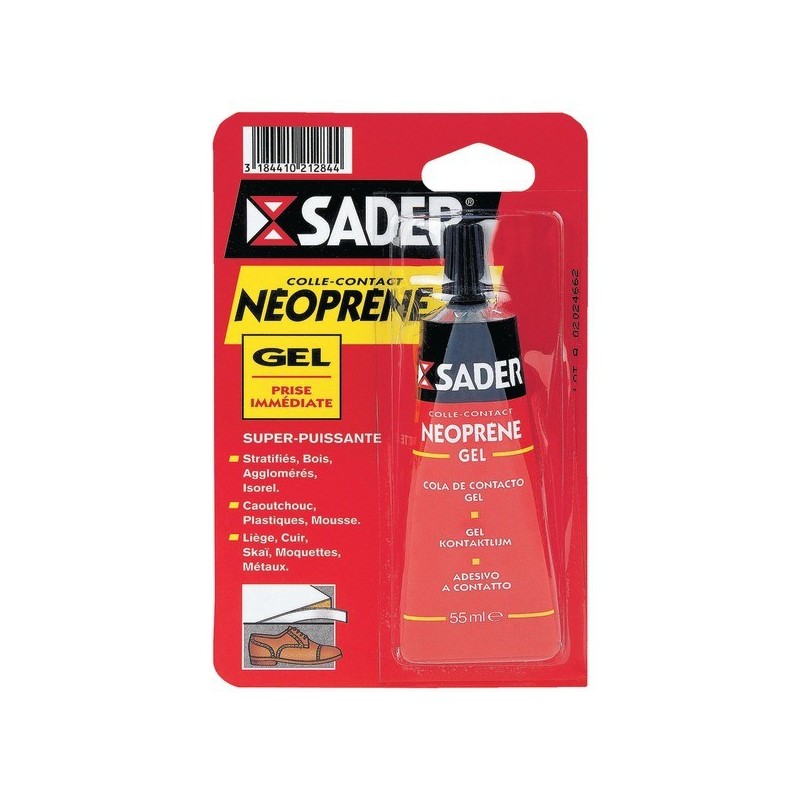 Colle contact néoprène sader liquide immédiate (colle contact instantanée) néoprene charges légères de 1 à 20kg manuelle intérieur, extérieur sous abr