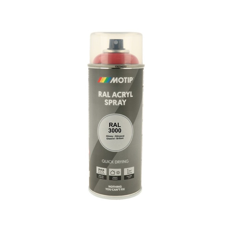 Peinture industrial aérosol peinture acry. ral 3000 rouge feu brillant supports neufs ou sains courante 2 heure(s) rouge solvantée intérieur/extérieur