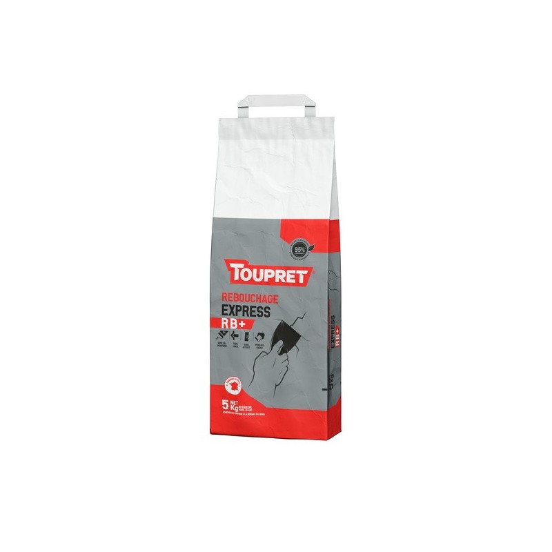 Enduit rebouchage express en pâte 3 heure(s) 1 sac(s) de 5 kilogramme(s) rebouchage poudre multisupport enduit rebouchage express rb+ en pâte - toupre