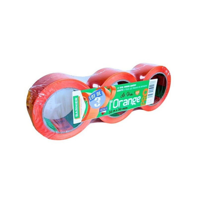 Ruban l'orange 6095 33 m x 50 mm - pack de 3 orange 50 mm 33.00 m 1 lot(s) de 3 pièce(s) ruban l'orange 6095 33 m x 50 mm - pack de 3 - scapa france