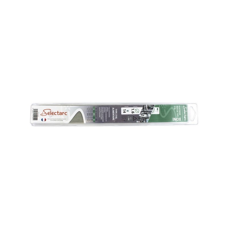 Électrode inox 316l 2 mm 300 mm électrode inox 316l ø 2 x 300 mm 1 étui(s) de 11 pièce(s) - selectarc