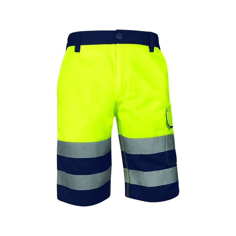 Short de travail multi-poches haute visibilité 200 - 300 g entre 4 et 6 3xl coton / polyester bermuda 1 pièce(s) bleu , jaune classe 1 bermuda multi p