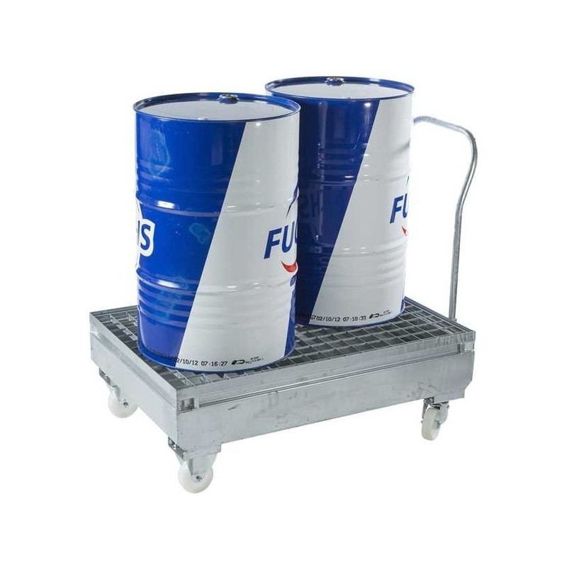 Chariots de rétention acier acier peint ou galva 1 pièce(s) 220 litre(s) avec 2 84 cm 220 chariot de rétention 2 fûts - 52 kg / 220 l 43.5 cm 127.5 cm