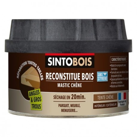Mastic reconstitue bois angles et gros trous