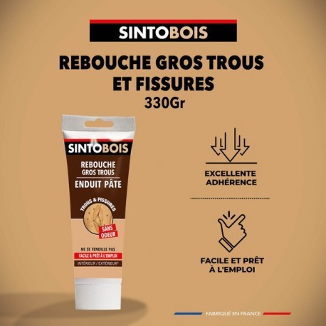 Enduit de rebouchage bois gros trous & fissures - Bois clair