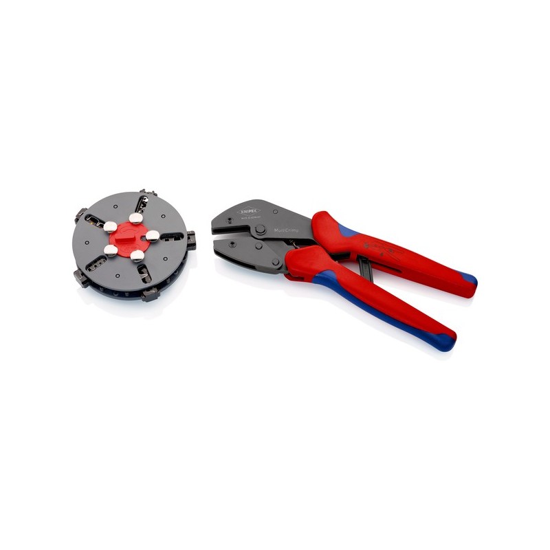 KNIPEX 97 33 02 Pince à sertir MultiCrimp avec poignée fixe en T avec poignées multi-composants brunie 250 mm