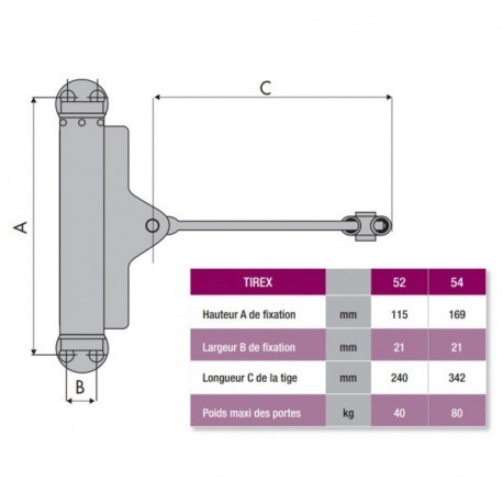 Ferme-portes à tringle TIREX