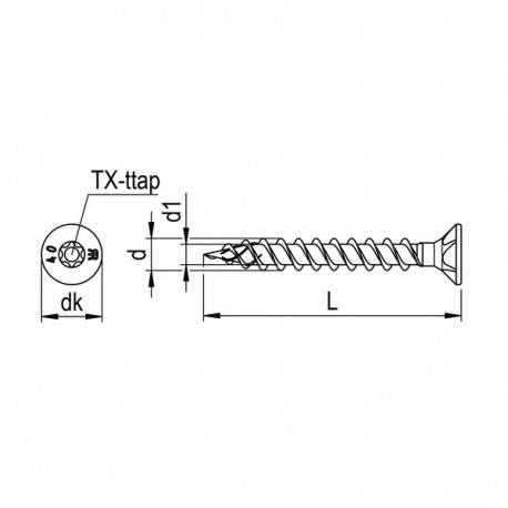Vis à bois DNS Plus tête fraisée à empreinte Torx® TTAP® - Acier zingué