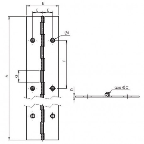 Charnières piano à noeud roulé