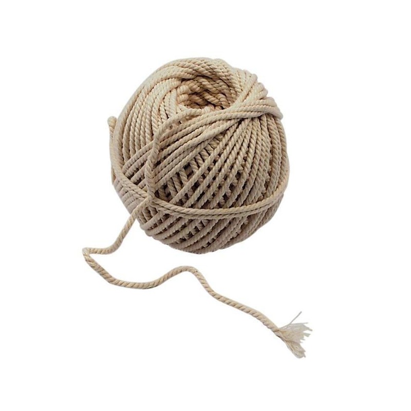 Cordeaux coton beige 2.5 mm cordeau coton câblé ø 2,5 mm 1 bobine(s) de 28 mètre(s) linéaire coton tressé 28.00 m - corderie mesnard