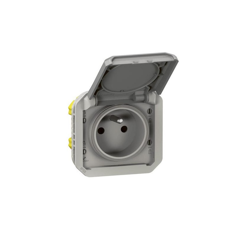 Prise étanche en saillie plexo (nouvelle version) prise de courant et volet de protection plexo apparent gris 1 pièce(s) en saillie - legrand snc