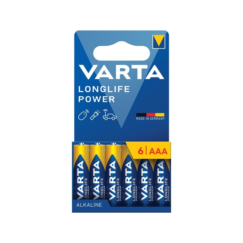 Piles alcaline longlife power lr03 / aaa piles alcalines longlife power lr03 / aaa 1 blister(s) de 6 pièce(s) - varta