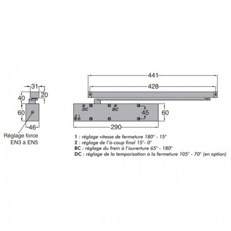 Ferme-portes à bras à coulisses GR500