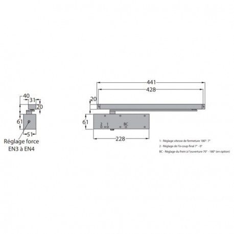 Ferme-porte à bras à coulisse GR3400