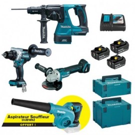Pack 3 machines 18V 5Ah + aspirateur-souffleur