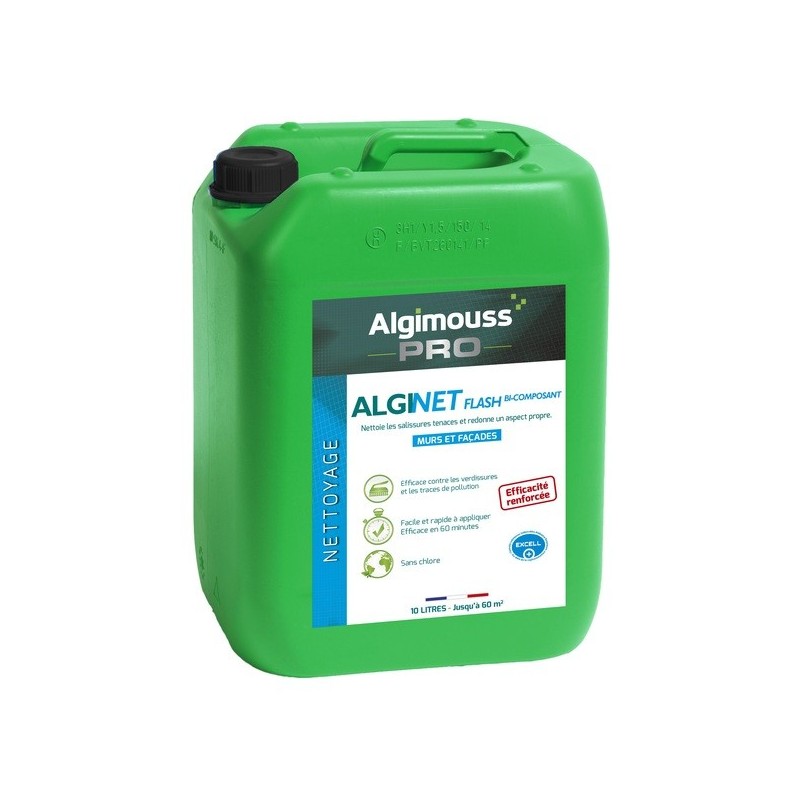 Nettoyant façade alginet flash bi-composant 1 bidon(s) de 10 litre(s) 10 litre(s) extérieur anti-mousse nettoyant façade alginet flash bi-composant -