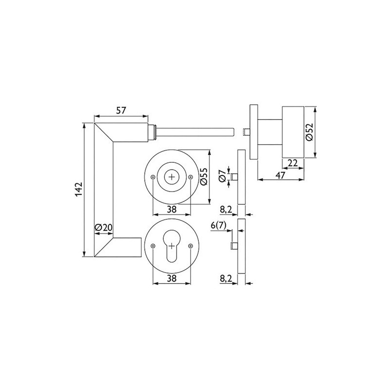 Garniture pour portes coupe-feu nw-443-2 acier inoxydable 60 d/k 1 pièce(s) garniture pour portes coupe-feu nw-443-2 acier inoxydable 60 d/k - tecwerk