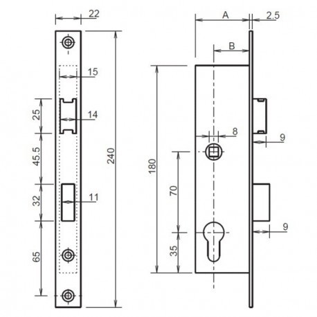 Serrures à pêne dormant et 1/2 tour série 7